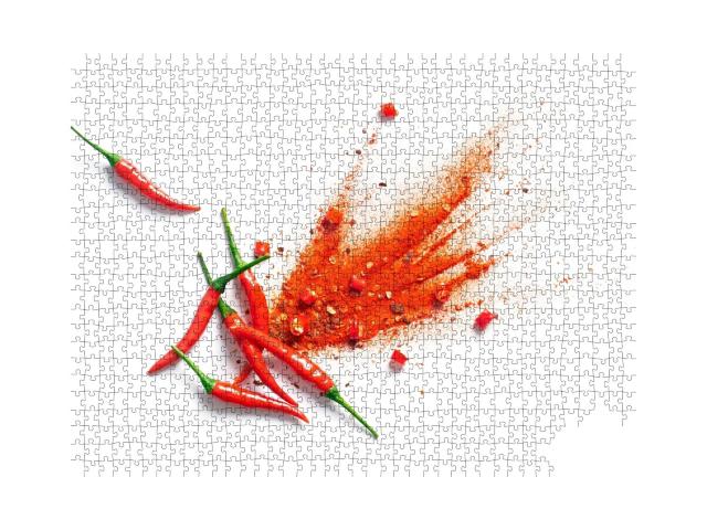 Puzzle de 1000 pièces « Piment, flocons de poivron rouge et poudre de chili »