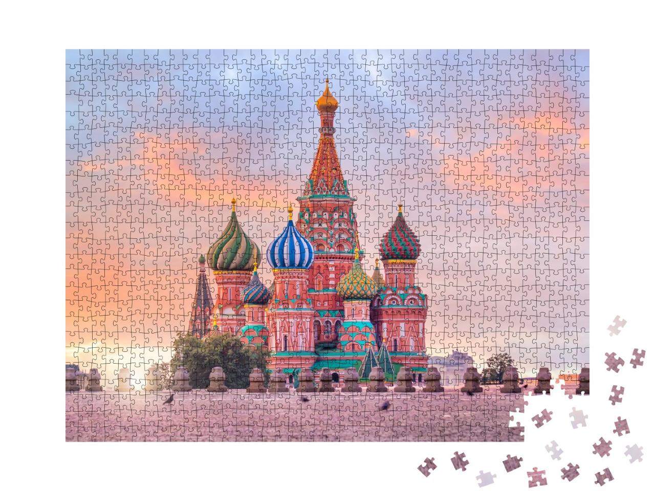Puzzle de 1000 pièces « La cathédrale Saint-Basile au lever du soleil, Moscou »