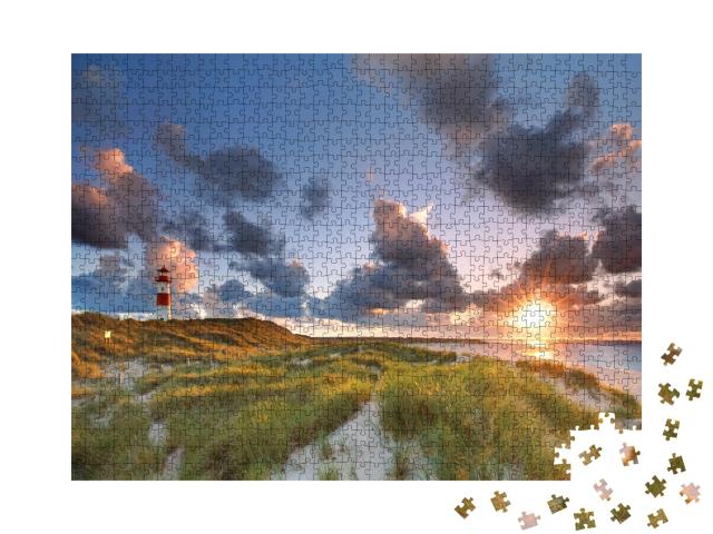 Puzzle de 1000 pièces « Phare de List sur l'île de Sylt dans la mer du Nord, Allemagne »