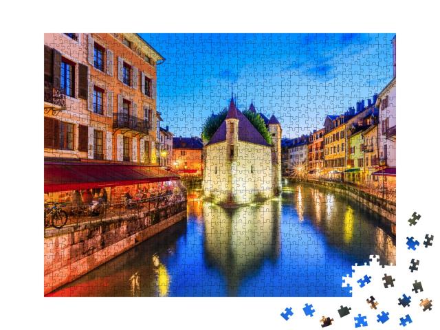 Puzzle de 1000 pièces « Annecy, Haute-Savoie, France. Le château sur une île (Palais de l'Isle) et la rivière Thiou. »