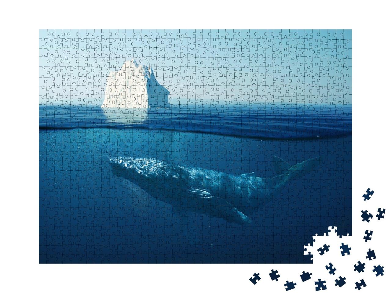 Puzzle de 1000 pièces « Iceberg dans l'océan sous l'eau avec une baleine »