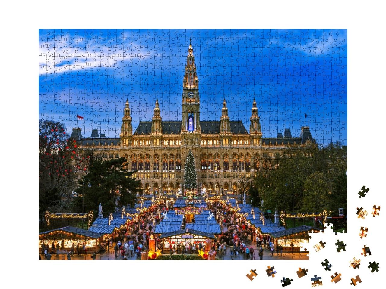 Puzzle de 1000 pièces « Marché de Noël à Vienne, motif hivernal »