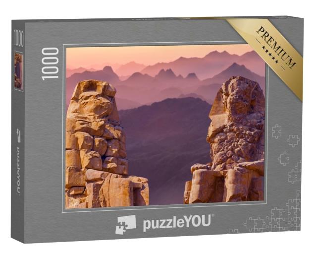 Puzzle de 1000 pièces « Colosses de Memnon à Louxor à l'aube, Thèbes, Égypte »