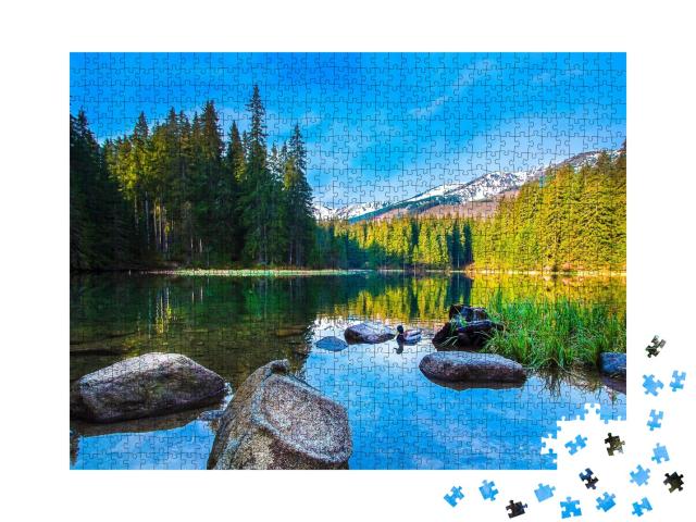 Puzzle de 1000 pièces « Pierres dans l'eau calme d'un lac de montagne »