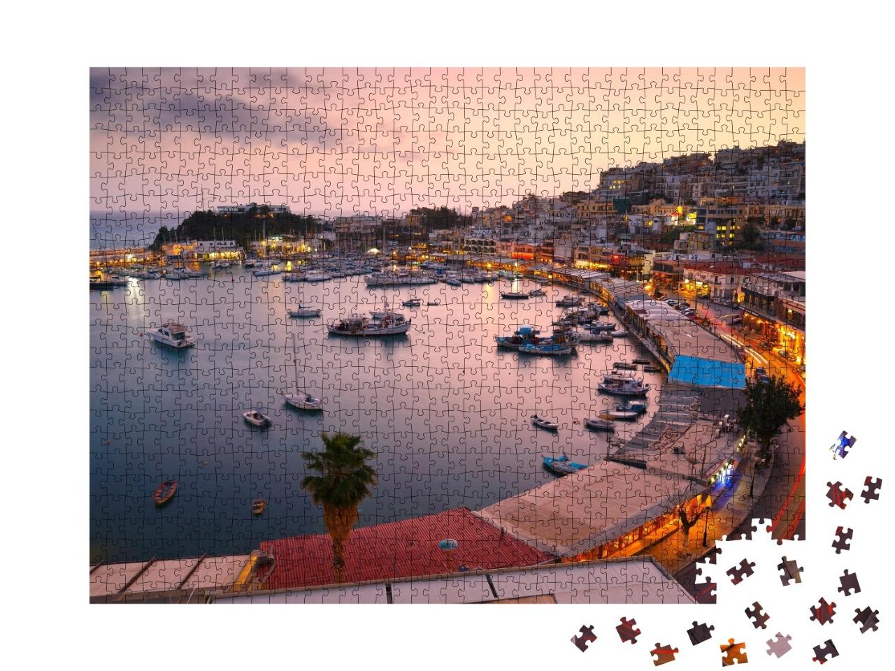 Puzzle de 1000 pièces « Soirée à la marina de Mikrolimano à Athènes, Grèce »