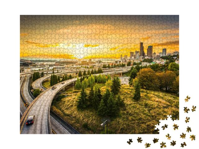 Puzzle de 1000 pièces « Autoroutes inter-états vers Seattle, USA »