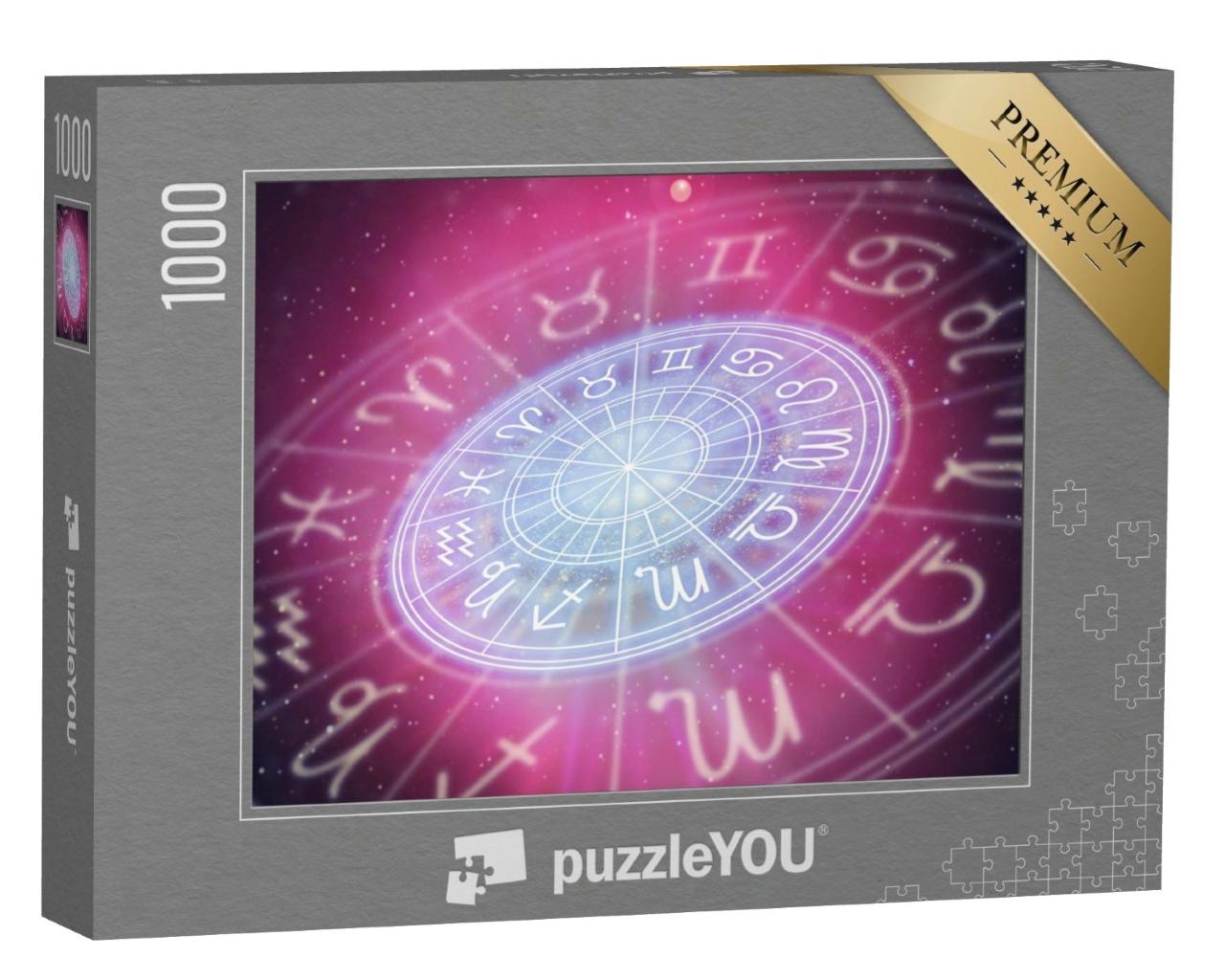 Puzzle de 1000 pièces « Signes astrologiques du zodiaque, horoscope, ciel étoilé »