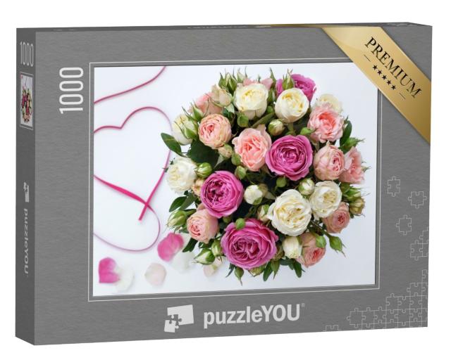 Puzzle de 1000 pièces « Un bouquet de roses pour l'anniversaire »