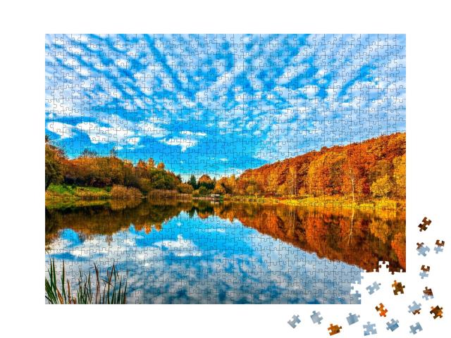 Puzzle de 1000 pièces « Paysage d'automne dans un lac clair »