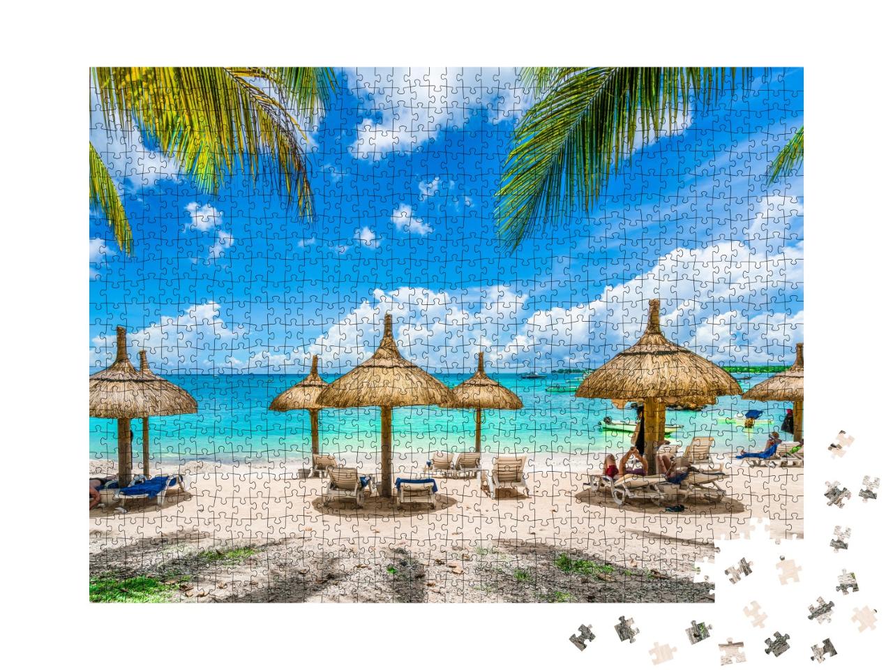 Puzzle de 1000 pièces « Paradis de la plage à l'île Maurice »