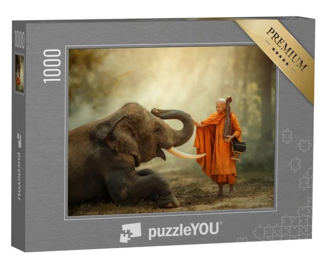 Puzzle de 1000 pièces « Moine et éléphant »