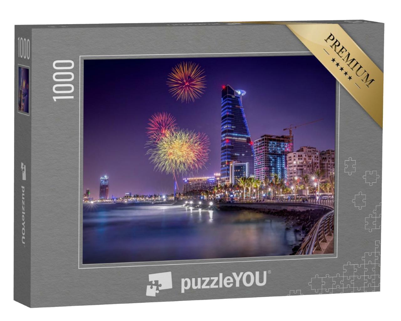 Puzzle de 1000 pièces « Célébration de Jeddah Cityscape, Arabie saoudite »
