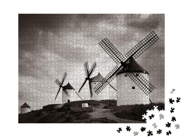 Puzzle de 1000 pièces « Moulins à vent de Consuegra près de Tolède en Espagne »
