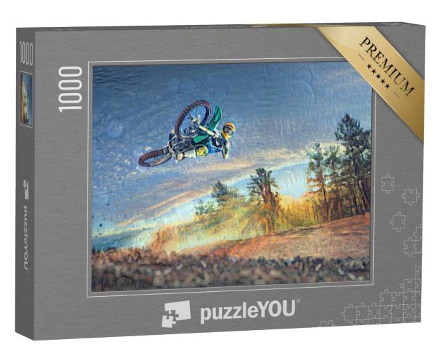 Puzzle de 1000 pièces « dans le style de Paul-Cezanne - conducteur de Dirt-Bike - Collection Puzzle Artistes & Tableaux »