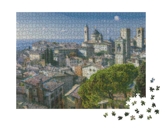 Puzzle de 1000 pièces « dans le style artistique de Claude Monet - Bergame, Lombardie, Italie »