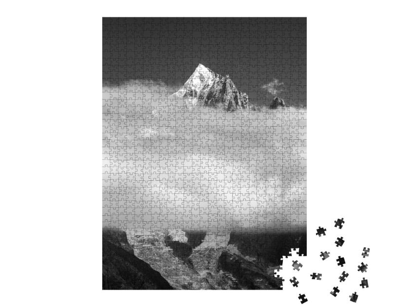 Puzzle de 1000 pièces « Lac Blanc et Mont Blanc dans le parc naturel du Vallon de Bérard »