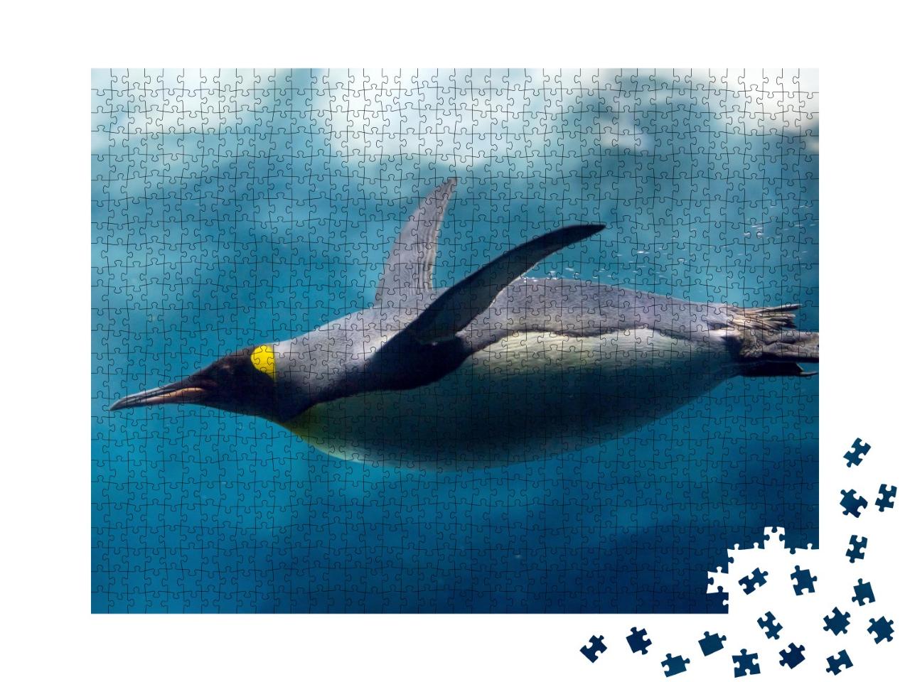 Puzzle de 1000 pièces « Photo sous-marine : des pingouins plongent sous la glace »