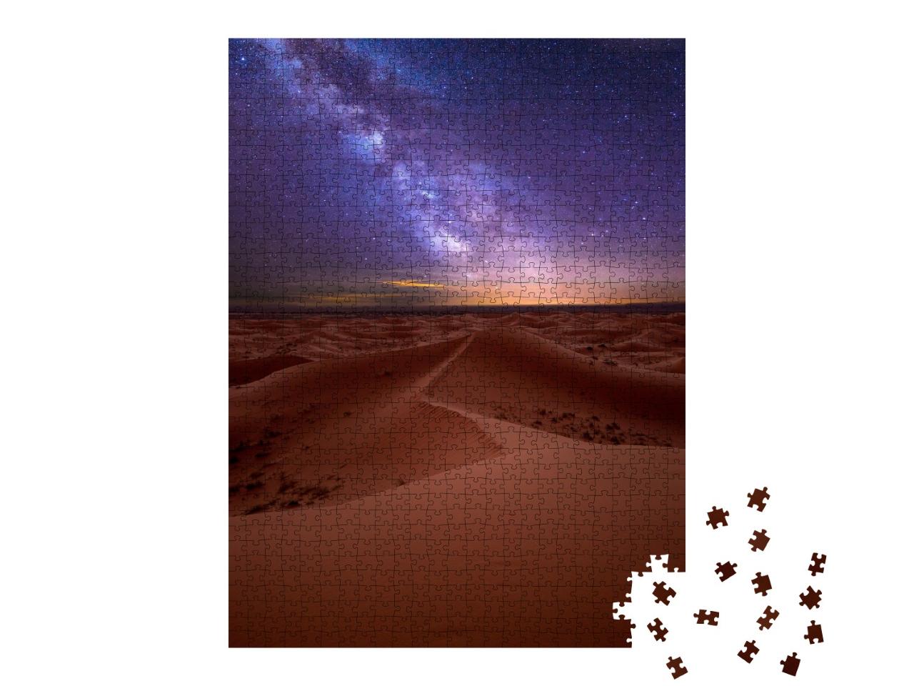 Puzzle de 1000 pièces « Voie lactée au-dessus des dunes de l'Erg Chebbi dans le désert du Sahara au Maroc »