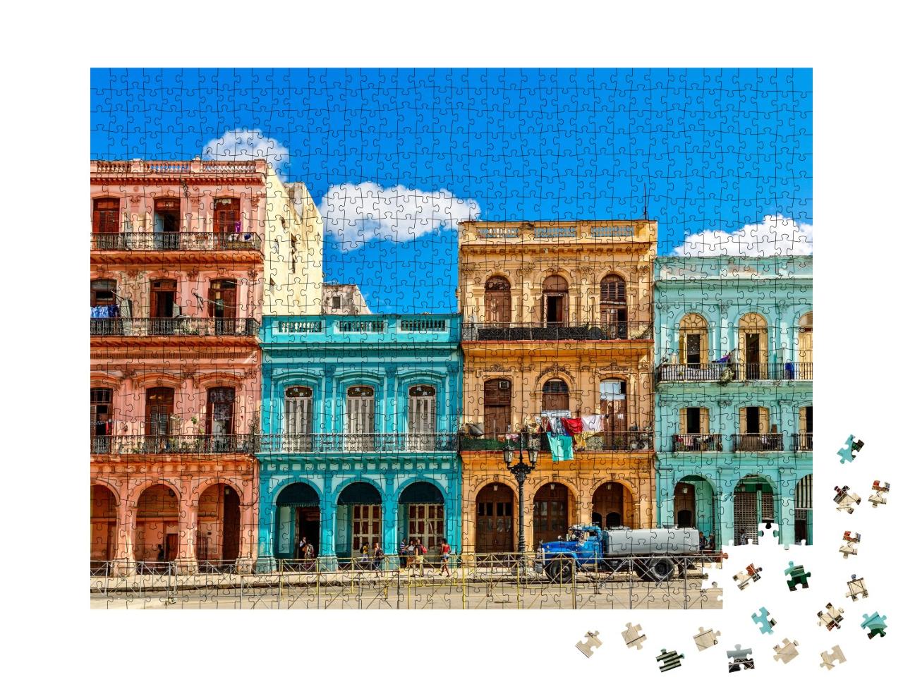 Puzzle de 1000 pièces « Vieilles maisons colorées dans le centre de La Havane, Cuba »