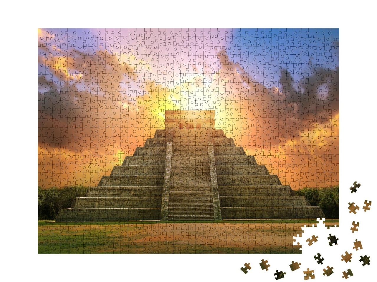 Puzzle de 1000 pièces « Coucher de soleil à couper le souffle, Chichén Itzá, Mexique »