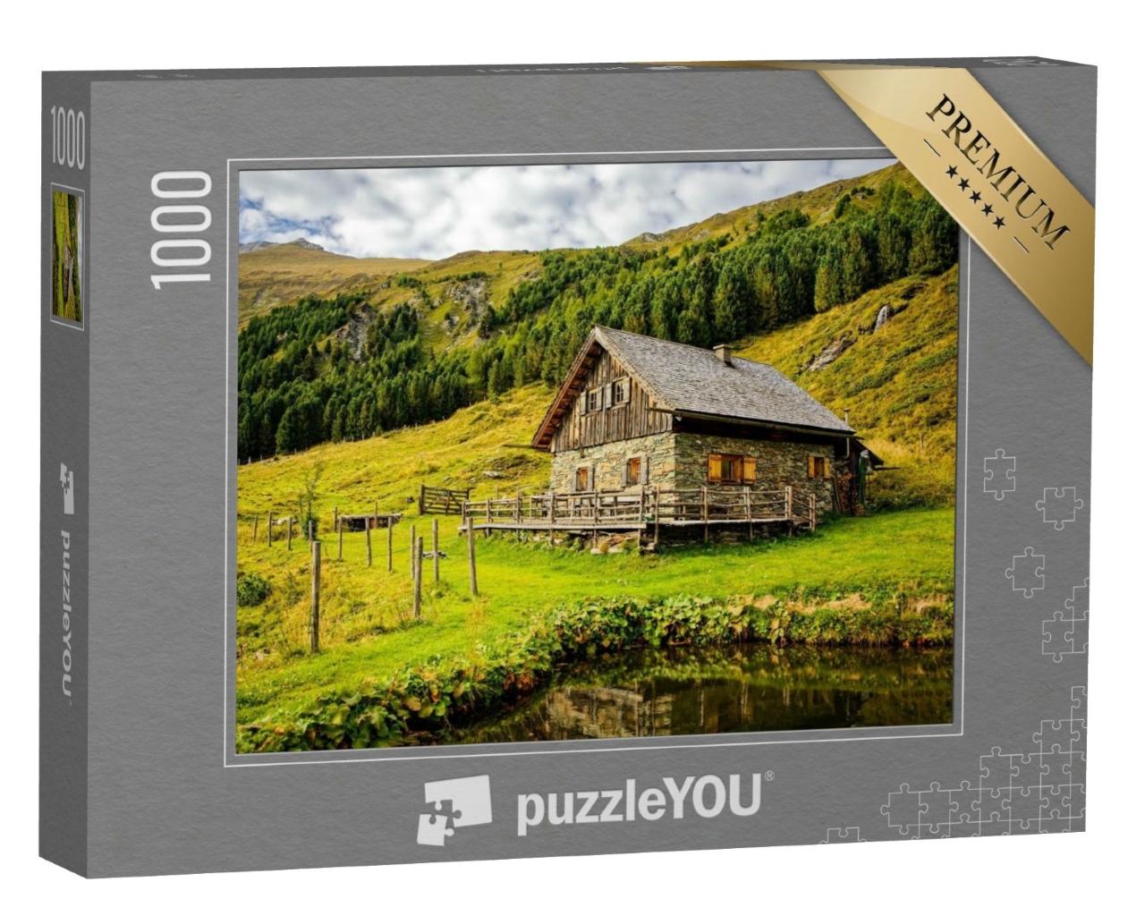Puzzle de 1000 pièces « Une cabane isolée dans les montagnes »