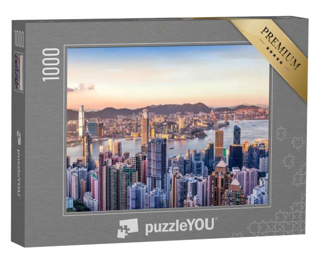 Puzzle de 1000 pièces « Victoria Harbor avec vue sur le Victoria Peak, Hong Kong »