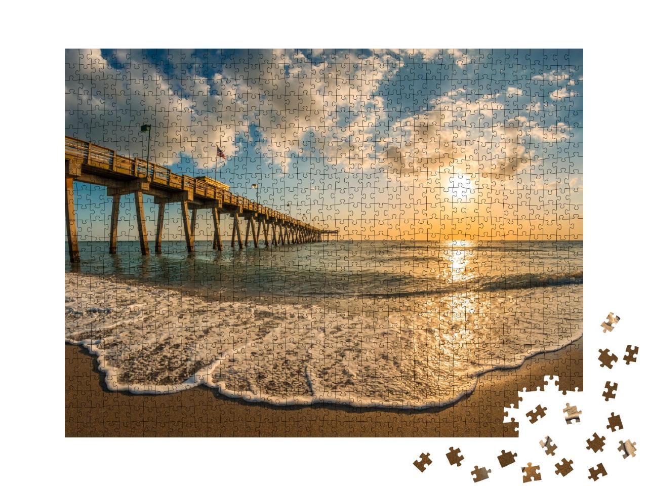 Puzzle de 1000 pièces « Ambiance de soirée à Venice Pier, Floride »
