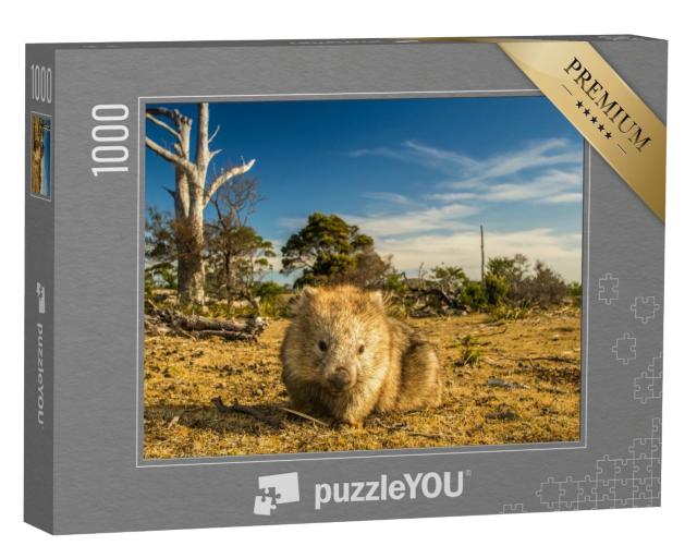 Puzzle de 1000 pièces « Wombat broutant dans le bush australien de Tasmanie »