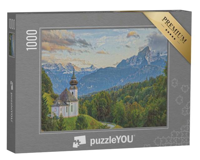 Puzzle de 1000 pièces « dans le style artistique de Claude Monet - Watzmann avec l'église Maria Gern »