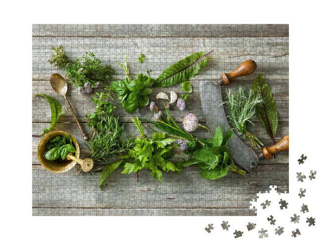 Puzzle de 1000 pièces « Herbes aromatiques fraîches et épices »