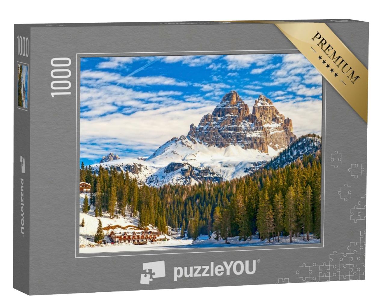 Puzzle de 1000 pièces « Les Trois Cimets depuis le lac de Misurina dans les Dolomites »