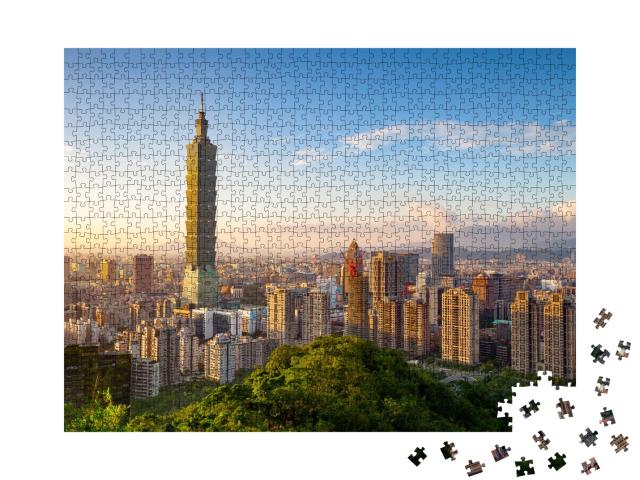 Puzzle de 1000 pièces « Ville de Taipei au coucher du soleil, Taiwan »