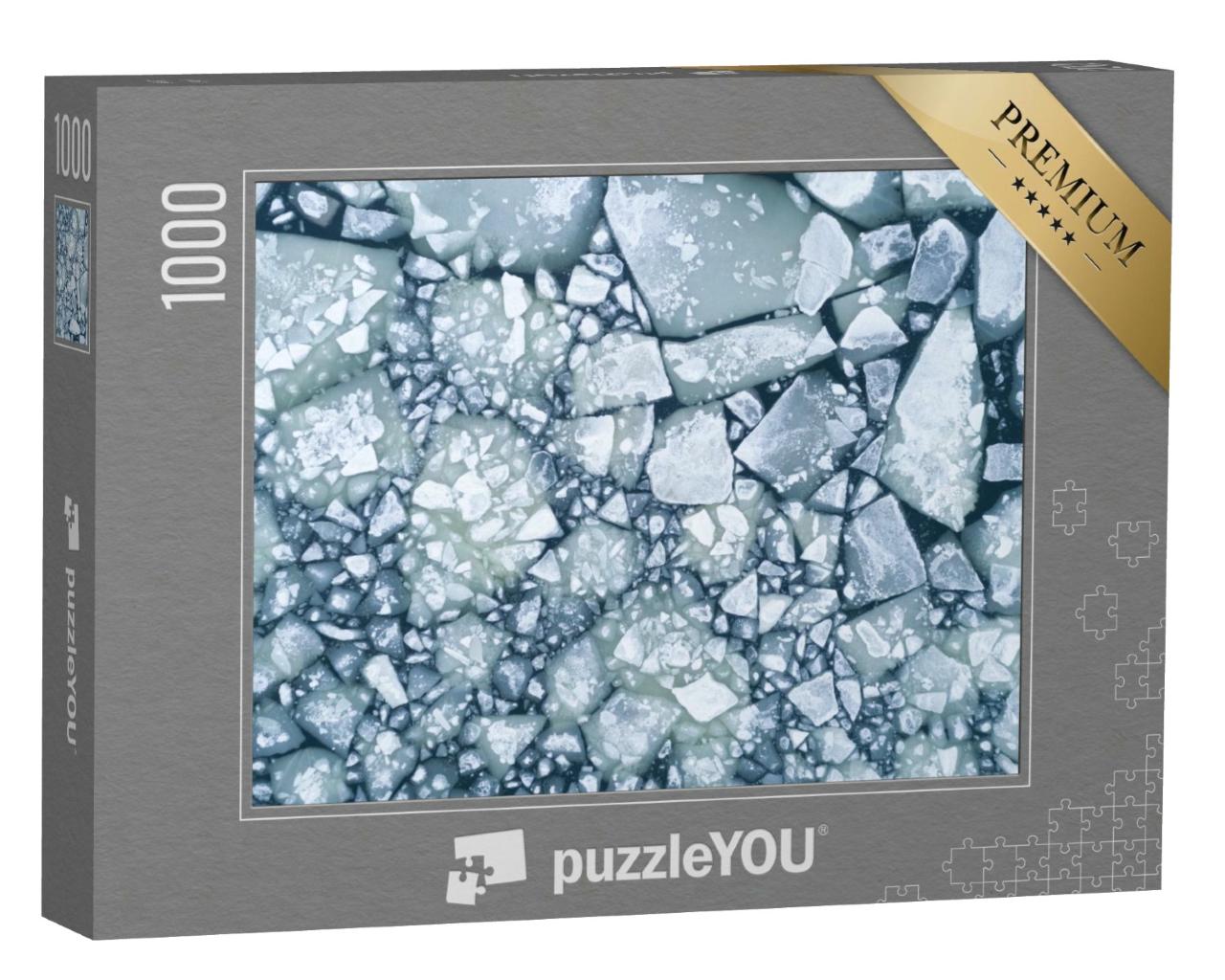 Puzzle de 1000 pièces « Glace blanche et eau sombre en hiver »