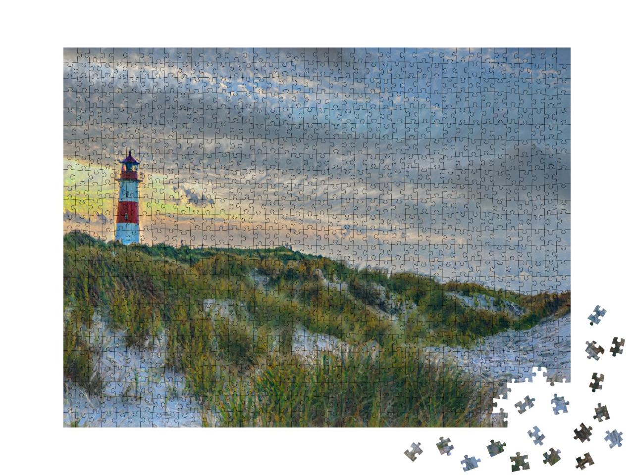 Puzzle de 1000 pièces « dans le style artistique de Claude Monet - phare nordique sur l'île de Sylt »