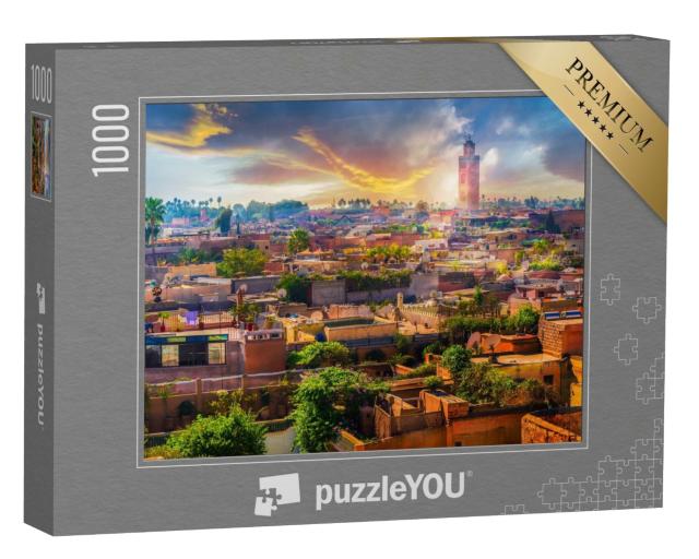 Puzzle de 1000 pièces « La médina domine la vieille ville de Marrakech, Maroc »