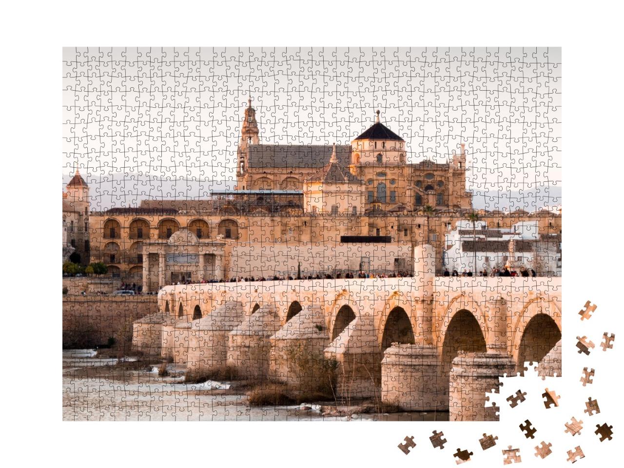 Puzzle de 1000 pièces « Mezquia et pont romain de Cordoue en Espagne »