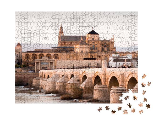 Puzzle de 1000 pièces « Mezquia et pont romain de Cordoue en Espagne »