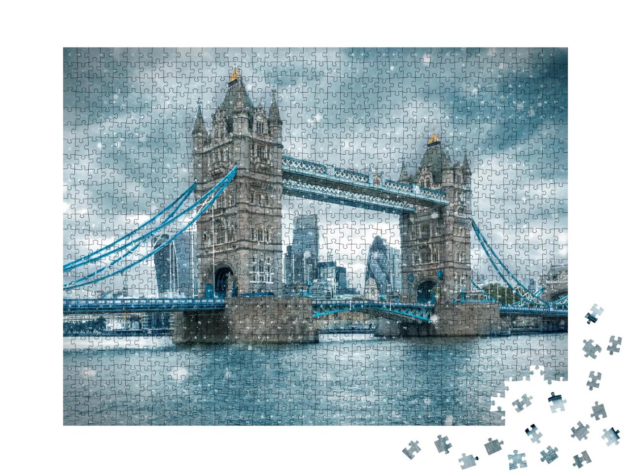 Puzzle de 1000 pièces « Tempête de neige au Tower Bridge, Londres, Royaume-Uni »