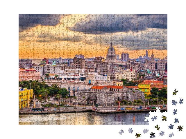 Puzzle de 1000 pièces « Skyline nocturne de La Havane, Cuba »
