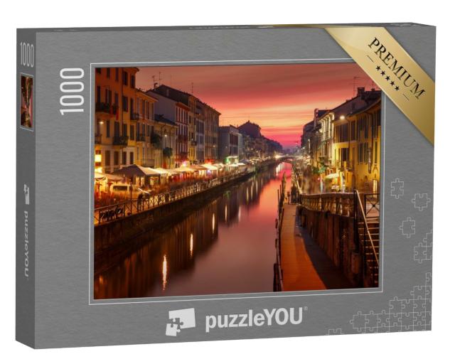 Puzzle de 1000 pièces « Pont sur le canal Naviglio Grande, Milan, Lombardie, Italie »