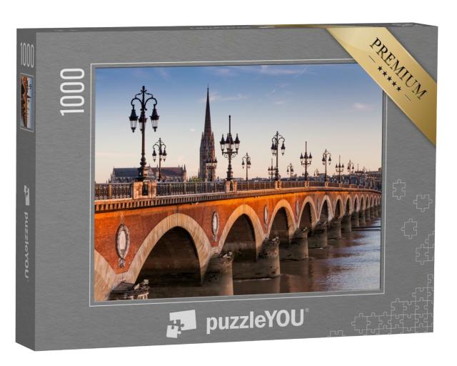 Puzzle de 1000 pièces « Vue sur le Pont de pierre au coucher du soleil, Bordeaux, France »