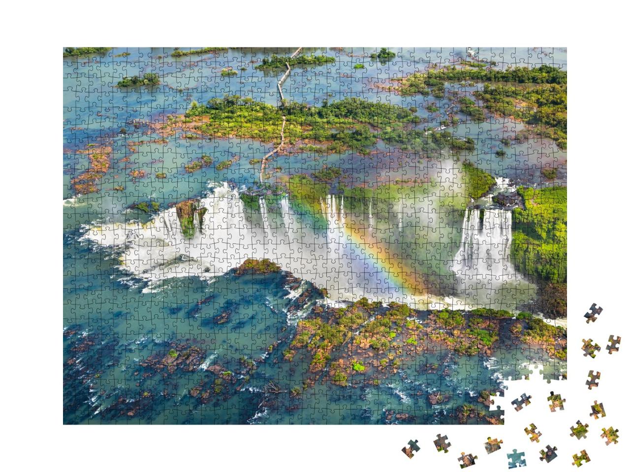 Puzzle de 1000 pièces « Merveilles naturelles : les chutes d'Iguazu vues d'hélicoptère, Brésil »