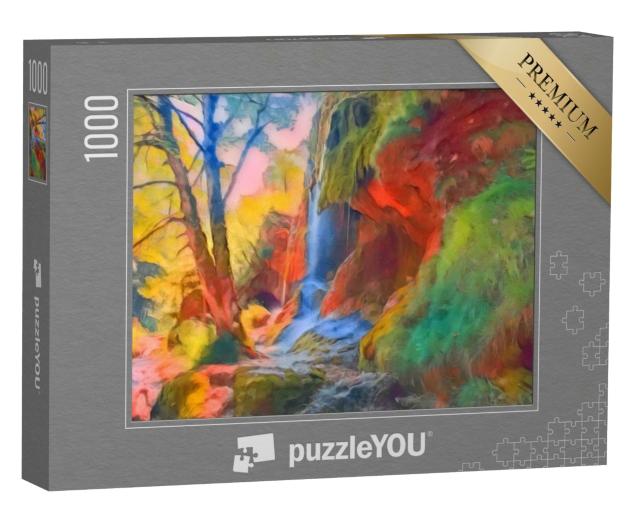 Puzzle de 1000 pièces « dans le style artistique de Franz Marc - Chutes d'eau dans les Alpes d'Ammergau, Allemagne »