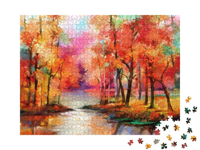 Puzzle de 1000 pièces « Arbres d'automne colorés »