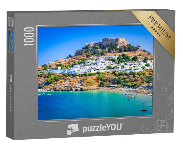 Puzzle de 1000 pièces « Lindos et ses maisons blanchies à la chaux, Rhodes, Grèce »