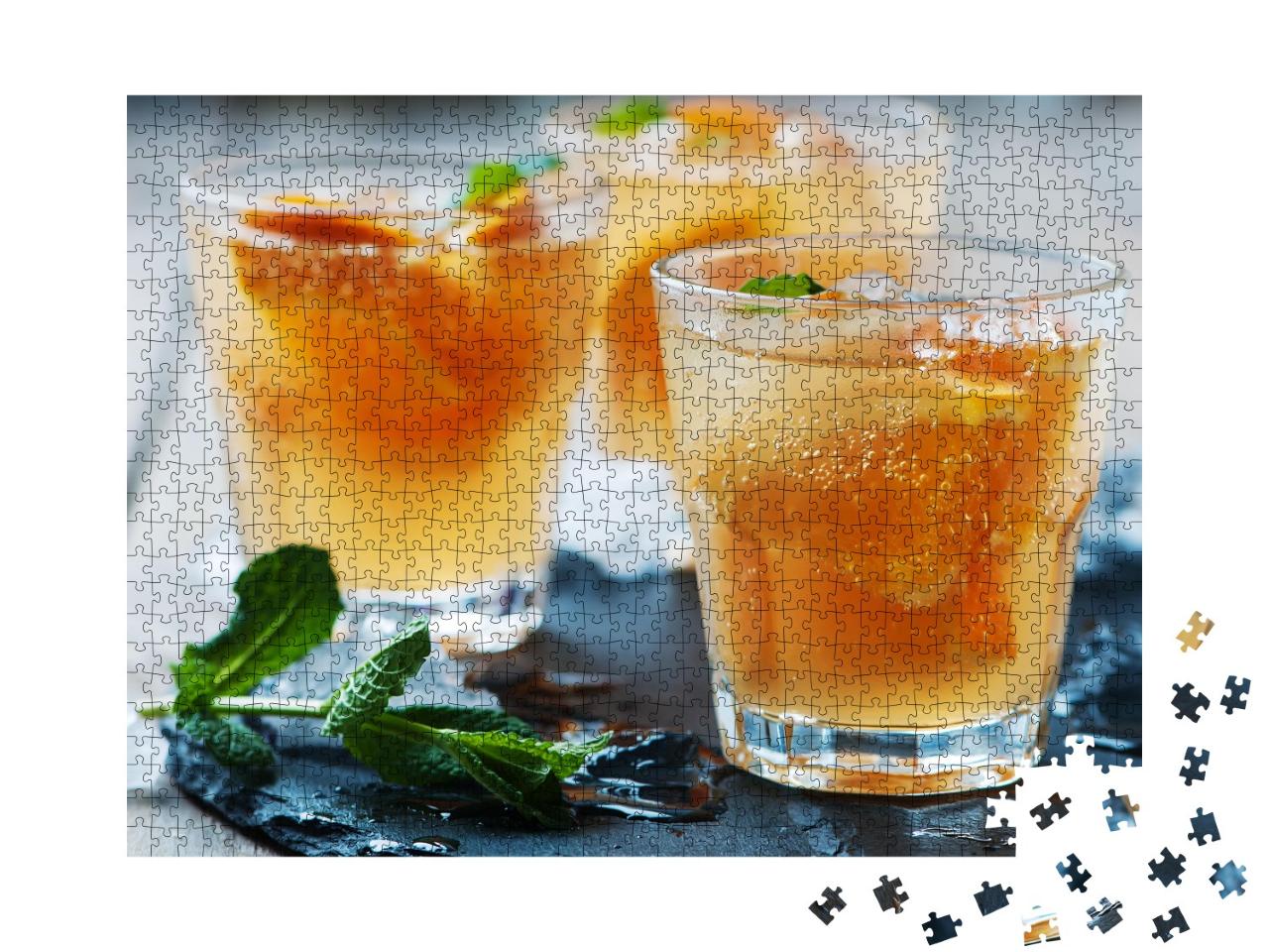 Puzzle de 1000 pièces « Cocktail frais à l'orange, à la menthe et à la glace »