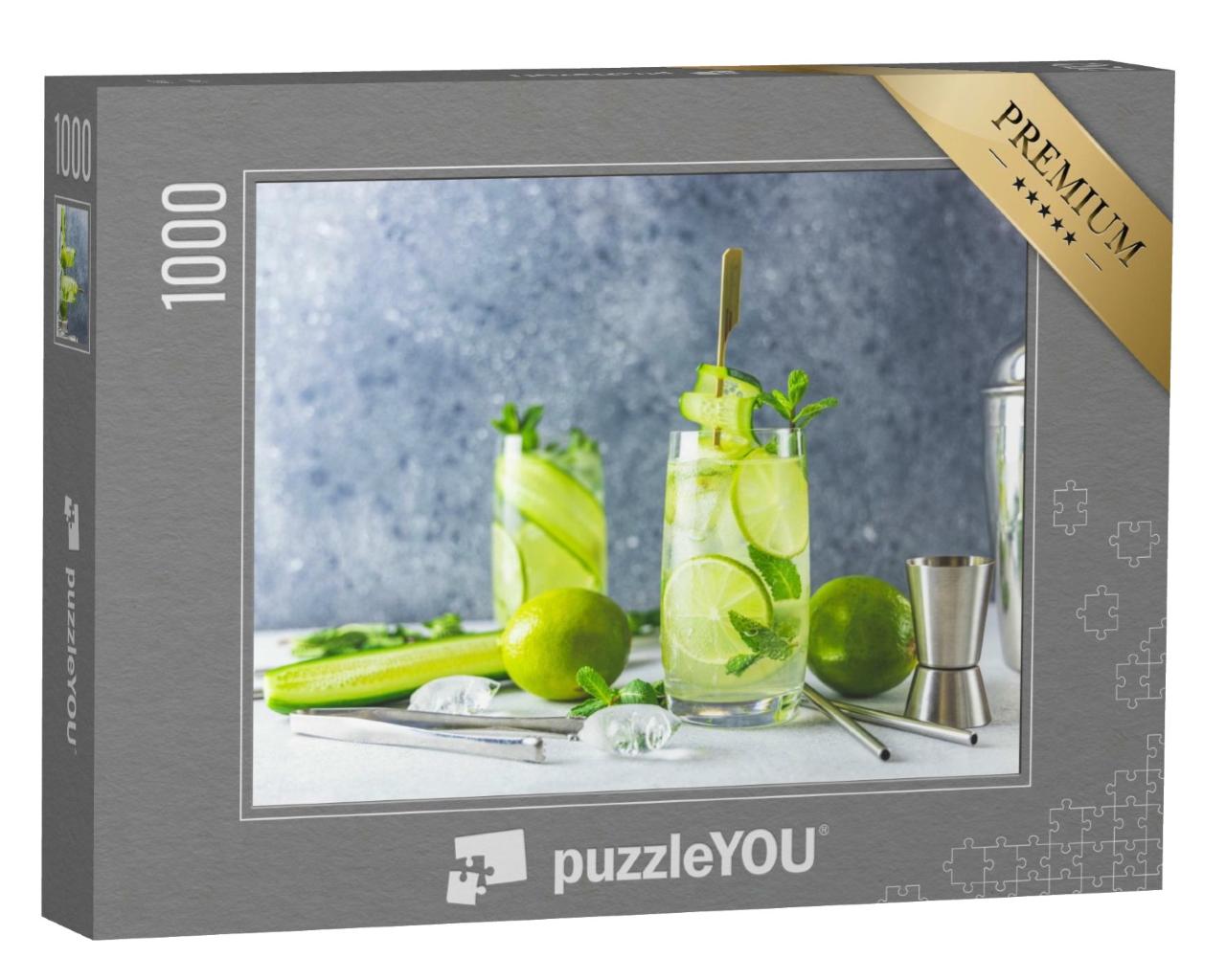 Puzzle de 1000 pièces « Cocktail détox à la menthe, au concombre et au citron vert »