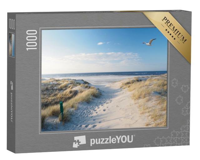 Puzzle de 1000 pièces « Plage de sable blanc et dunes de la mer du Nord »