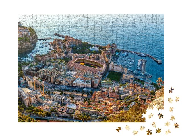 Puzzle de 1000 pièces « Lever de soleil au stade de Monaco : vue aérienne »