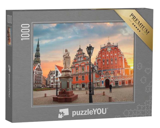 Puzzle de 1000 pièces « Vieilles maisons le long d'une rue à Riga, Lettonie »